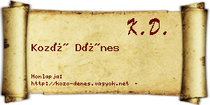 Kozó Dénes névjegykártya